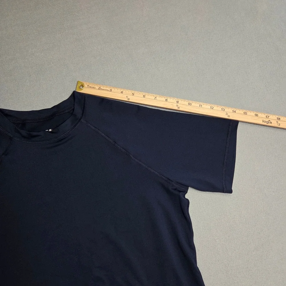 Goodfellow Rashguard Mens M Navy Blue Short Sleeve Slim Fit UPF 50+ Swim Shirt